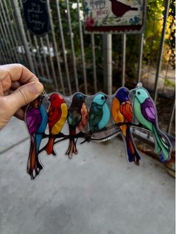 8” birds hanging made of acrylic with chain