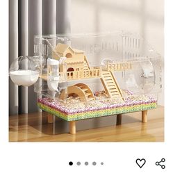 8 in 1 Acrylic Hamster Cage with All Accessories,18.5"x11.8"x14.6",2-Layer Hamster House with Full Transparent Viewing,Top Open Mouse Cage for Pet Mic