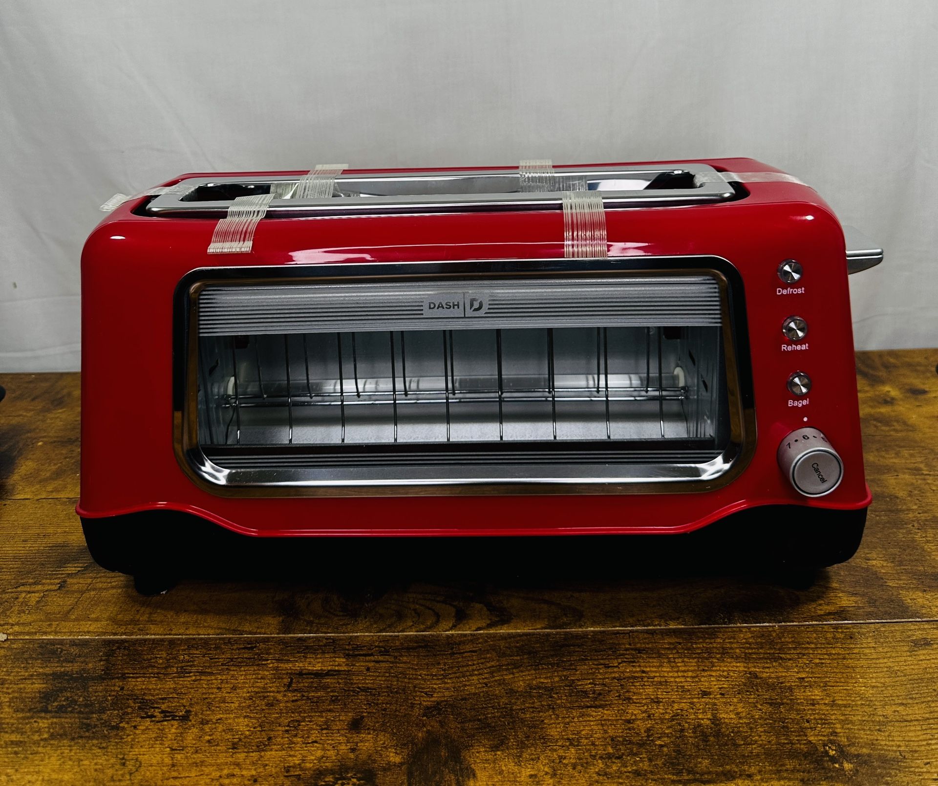 Dash Clear View Toaster: Extra Wide Slot Toaster with Stainless Steel Red
