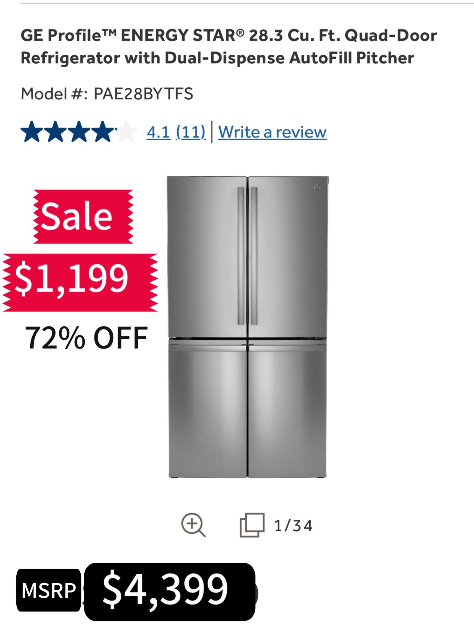 Open Box GE 3 & 4 Door Refrigerator Sale /Factory Warranty /$40 Down 100 Days Zero Interest/Limited Time Offer