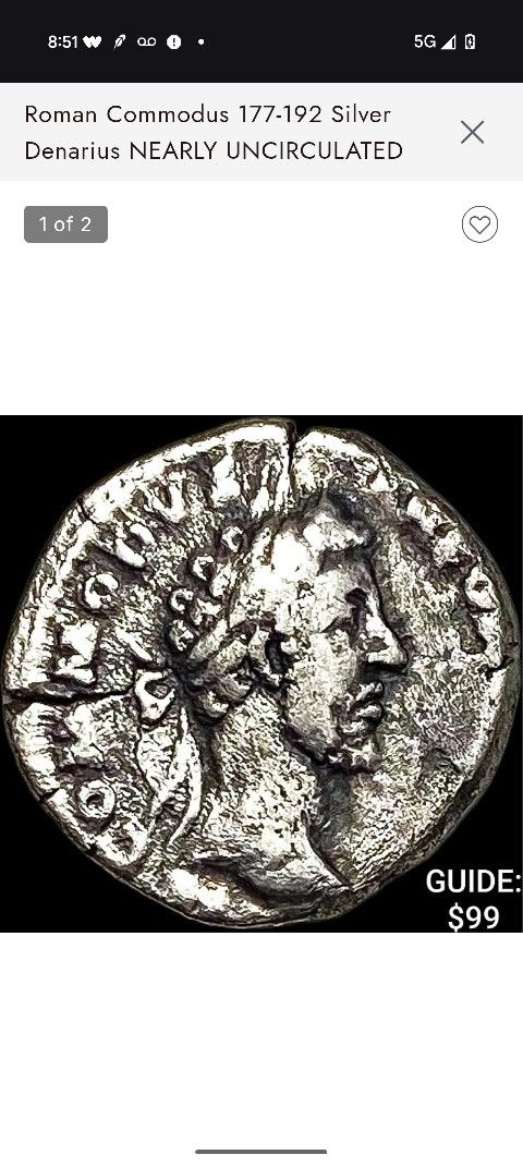 Ancient Commodus Silver Roman Denarius Coin