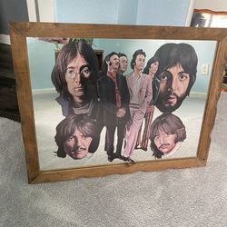 Rare 1970s Vintage Antique The Beatles Mirror Framed Pictures Art