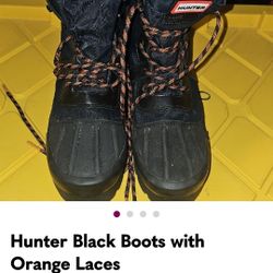 Hunter Boots Women 9 Orange And Black Laces