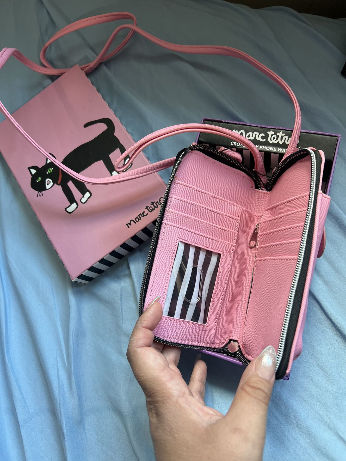 Marc Tetro Pink Kitty Crossbody Phone Wallet (brand New in box) 