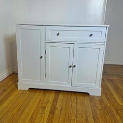 Modern Buffet Cabinet With Door & Drawer, Coffee Bar Storage – White