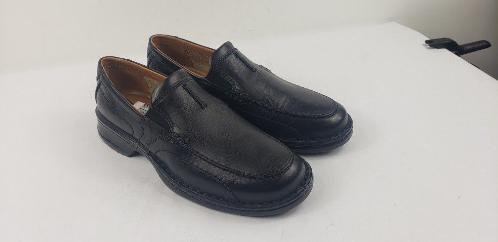 Clarks Men's Black Leather Loafers 14885 Casual Slip On Shoes Size 7.5 M