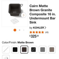 New in Box - 16" Undermount Bar Sink, Matte Brown Granite Composite