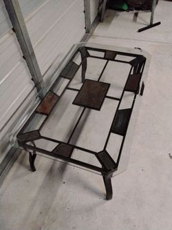 50" glass coffee table metal frame