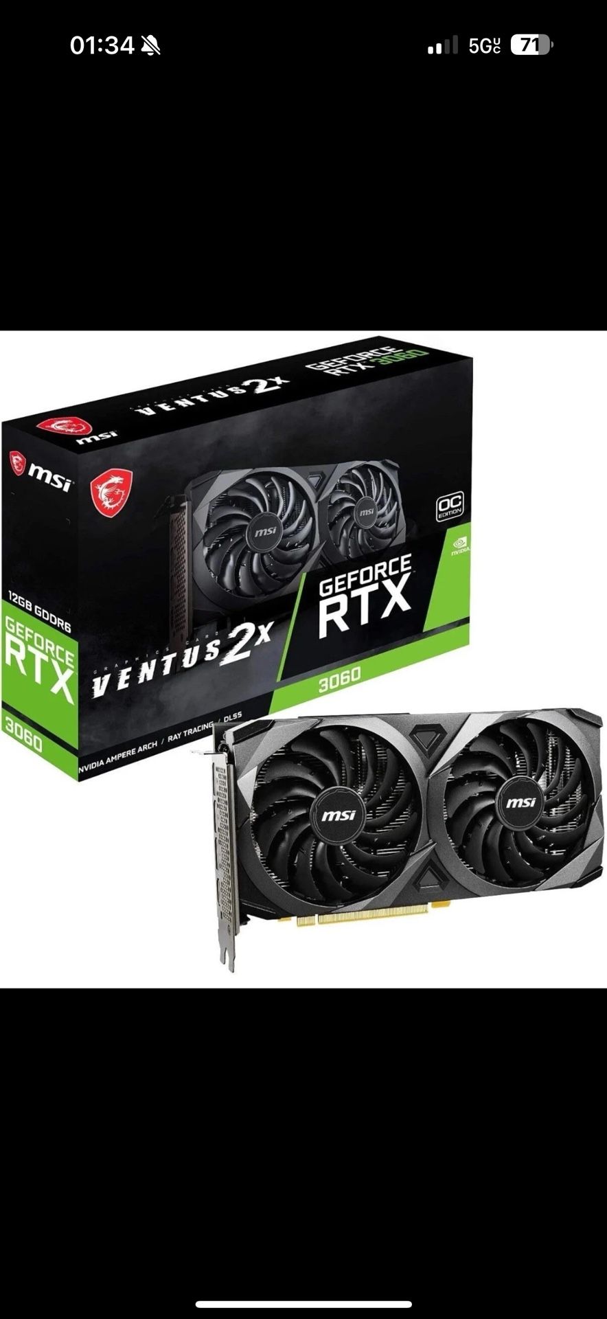 MSI GeForce RTX 3060 VENTUS 2X OC 12GB - Used - Fully Functional