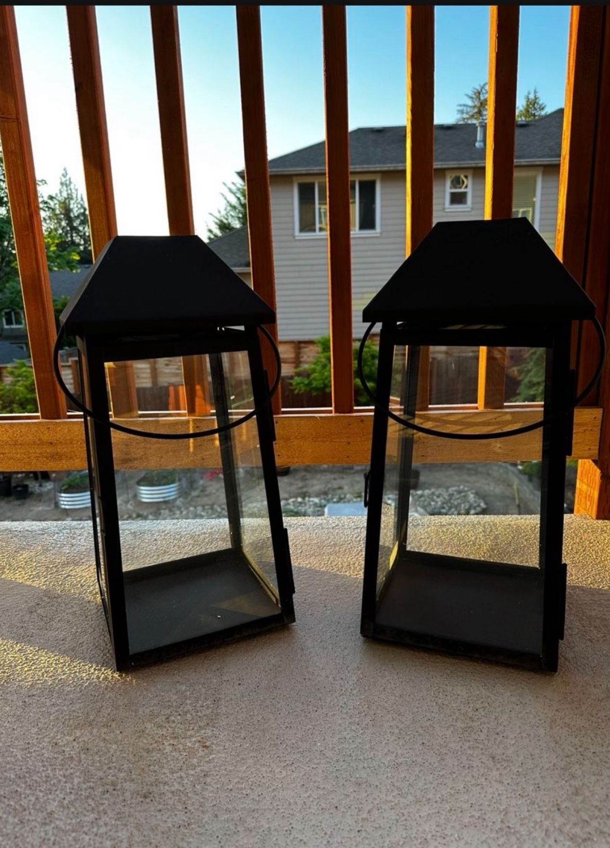 set of 2 Modern Metal Lantern Lantern Decor for Indoor,Outdoor,Fireplace,Porch