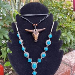 Western TEAL Necklace $10/ Bull Necklace $6 