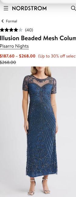 Pisarro Nights Illusion Beaded Mesh Column Gown 18