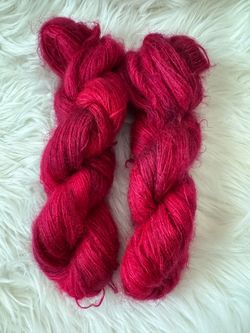 Mohair/Lace- Moonlit Garnet- red, violet speckles, neon