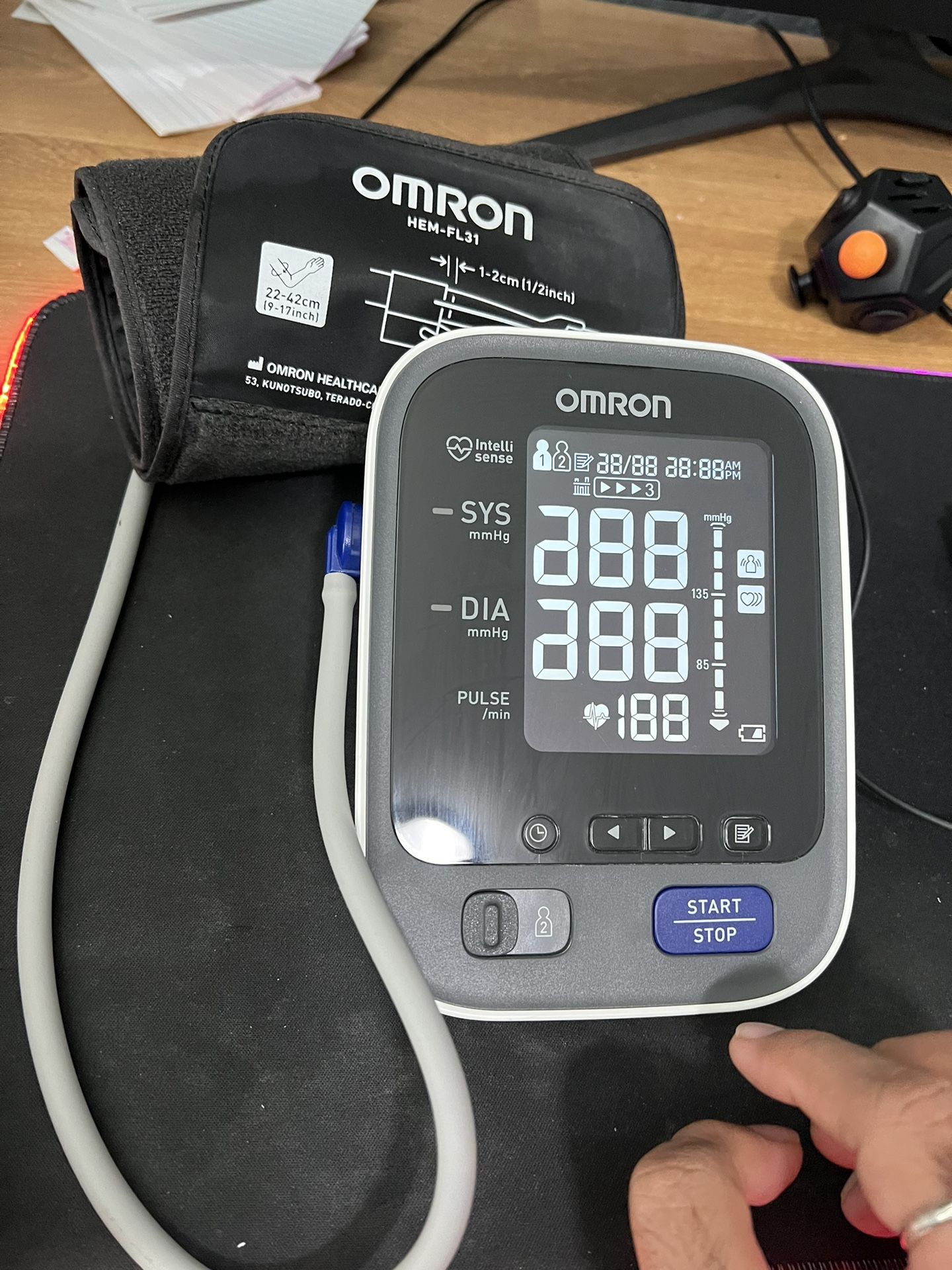 Omron 10 Series Upper Arm Blood Pressure Monitor; 2-User, 200-Reading Memory, Backlit Display, TruRead Technology, BP Indicator LEDs by Omron