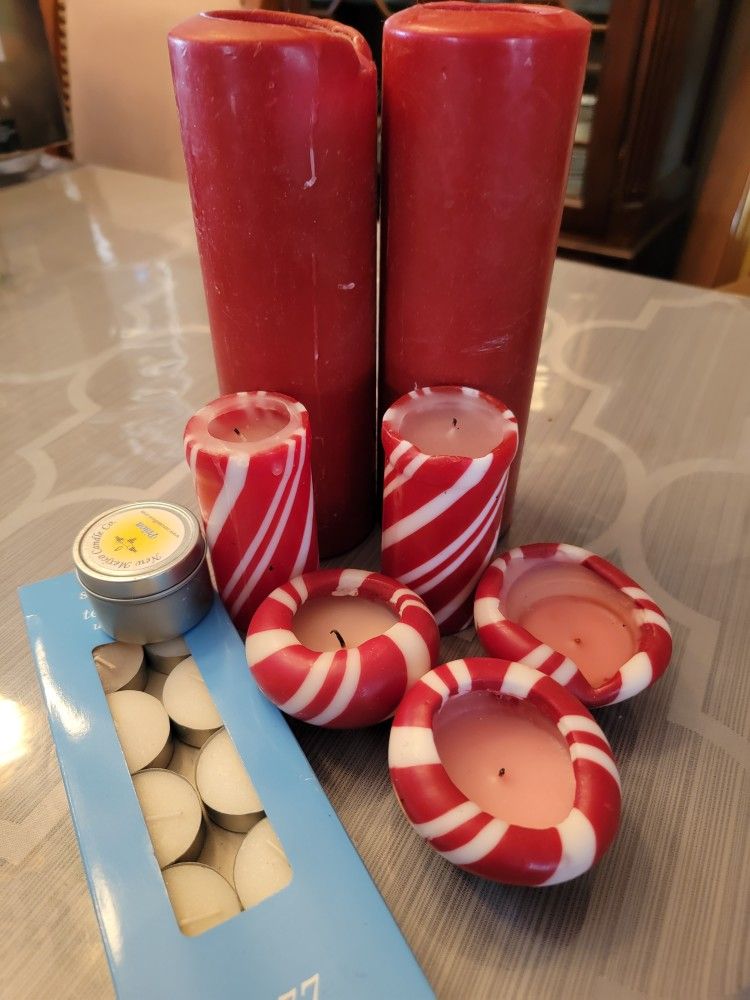 34 Pcs Assorted Taper Candles, 2 Pillar Candles, 5 Holiday Candles, 10 Tealight Candles,  1 Container
 