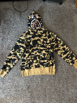 Yellow Bape Full Zip Hoodie Size XL