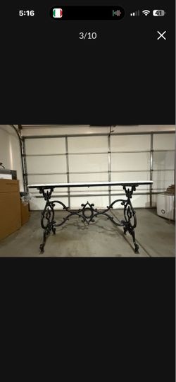 Very rare Antique made table very large Wide: 60” inches Deep: 22” inches High: 30” inches The marble are made in Italy You can use it as tv stan