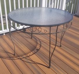Vintage Wrought Iron Table with Glass Top
