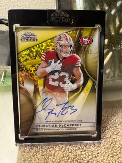 2025 Topps Chrome Football Black Christian McCaffrey Auto Gold /50