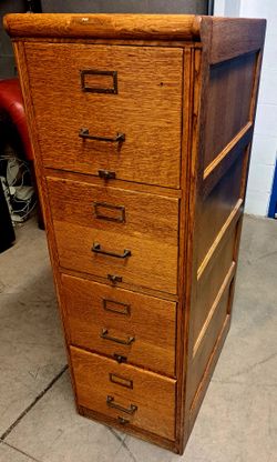 Antique Wabash Cabinet Company Oak File Cabinet