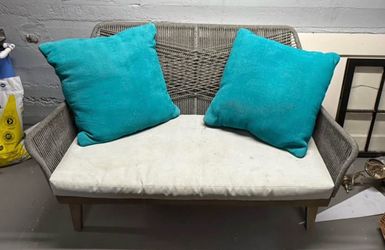 World Market Woven Rope Outdoor Loveseat with Cushions