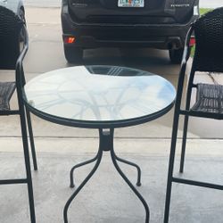Glass Table With Two Chairs For Lanai Or Porch