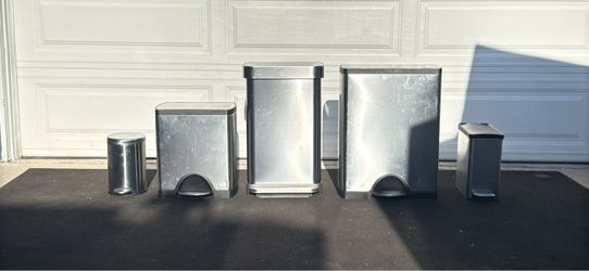 Simplehuman Stainless Steel Step Trash Can Set