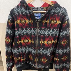 Rare Vintage Pendleton Hoodie Navajo Aztec Large Merino Wool Rare Jacket Sweater