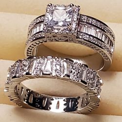 Brand New Rhinestone Wedding Engagement Ring Set - Size 10 (Lot-13)