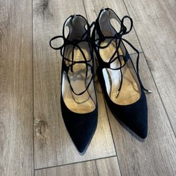 Ivanka Trump Lace Up Kitten Heel Wedge