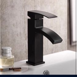 Waterfall Faucet Matte Black Basin Faucet, Water Tap Bathroom Faucet F14B