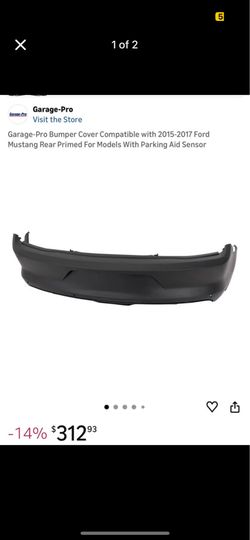 Garage-Pro Bumper Cover Compatible with 2015-2017 Ford Mustang Rear Primed For Models With Parking A