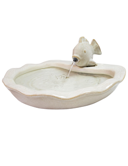 Sunnydaze 7" Fish Spout Tabletop Water Fountain, Ceramic, White