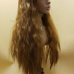 Long Brown Light Wavy Wig