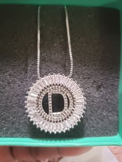 Sterling Silver Letter D Ladies Pendent And Chain