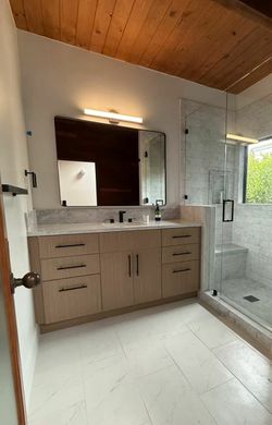 60 inch single sink Oak color with countertop