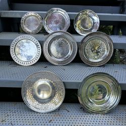 Silver Plate Round Trays 12” Vintage. 