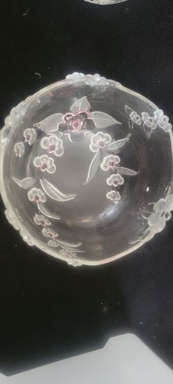 Vintage glass etched bowl