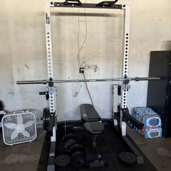 Squat Rack/ Bench +Olympic Bar And Weights  