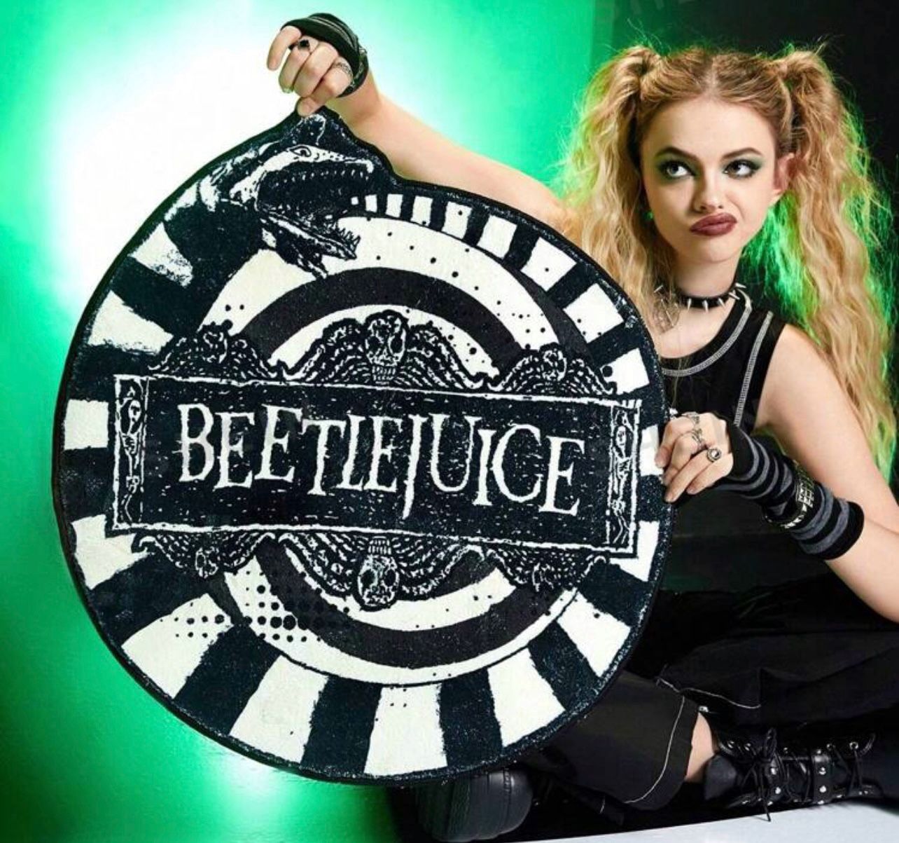 Beetlejuice Rug Carpet 24”x24” Anti Slip Carpet NEW IN PACKAGING Halloween Tim Burton - Horror Home Goods Decorative Rug 🖤💚🪲 (I Have Two Available)