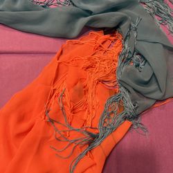 Triangle Shape, Beach, Wraps, Orange, And Blue One Size