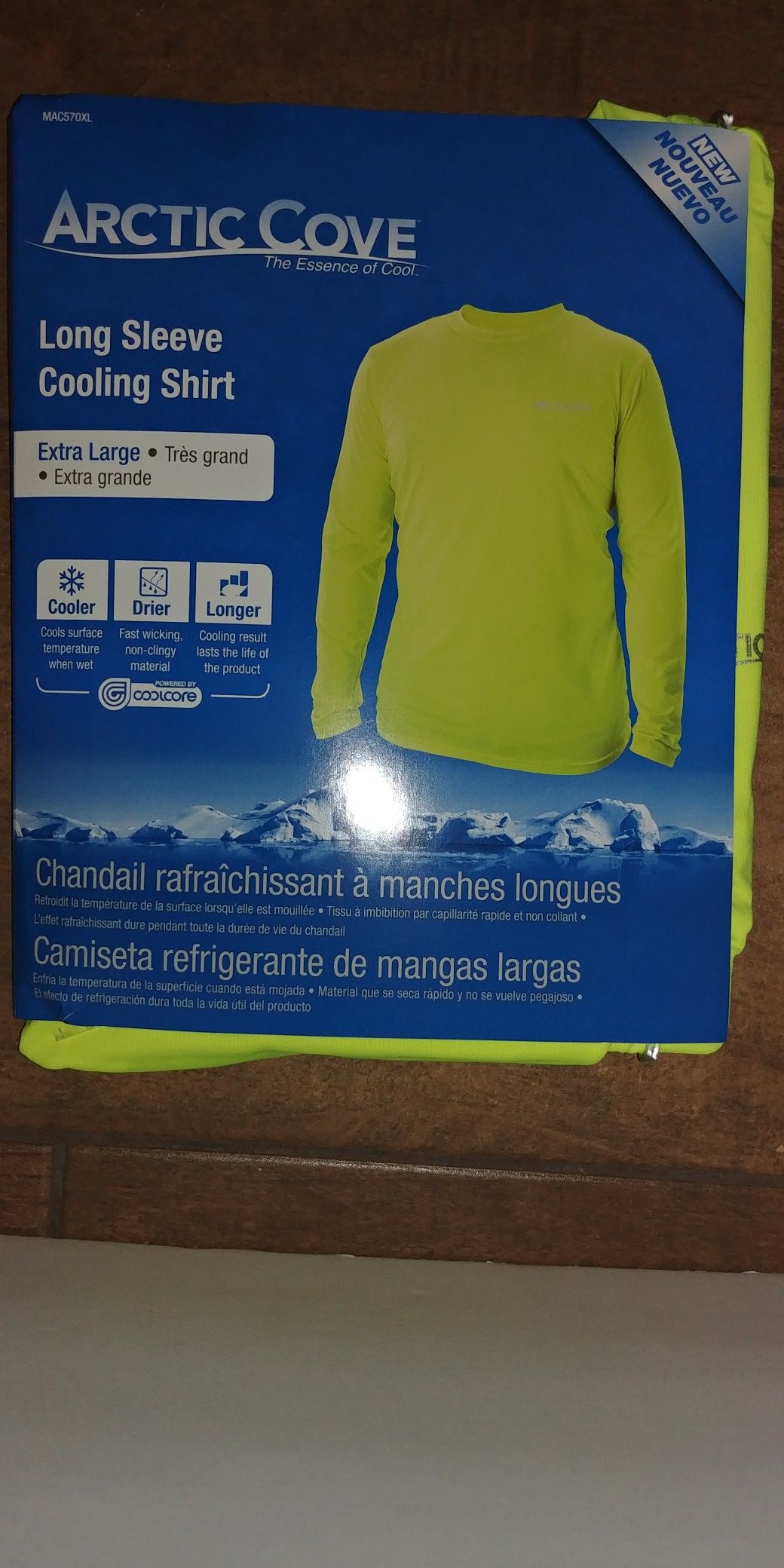 Brand new Arctic cove men's yellow long sleeve cooling shirt XL