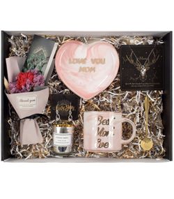 Birthday Gifts for Mom - Best Mother's Day Birthday Gift Set - Best Mom Gifts Includes Sterling Silver Necklace,Earrings, Pink Heart Marble Jewelry Tr