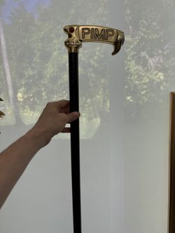 PIMP Adult Toy Cane Glam Gag Gift With Ruby Stone & Rhinestones. For Theater Or Movie Prop, Halloween Costume, Party. Fun Walking Stick Cane. 