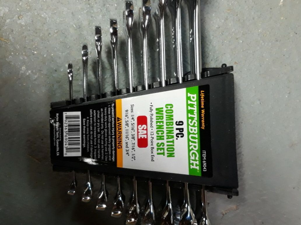 9 Piece SAE Combination Wrench Set New