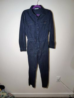 Women Denim Jean Romper Jumpsuit  Pull Bear Long Sleve 100 Cotton Dark Pantsuit [COPY]