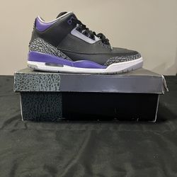 Jordan 3 Retro Black Court Purple Size 10