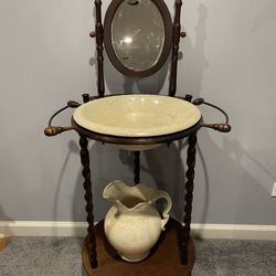 Antique Hand Made Wooden Framed Wash Basin Wash Stand.