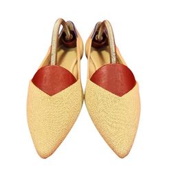 ROTHYS point beige mint conditon loafers slip Size 8