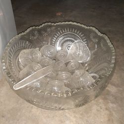 Punch Glass Bowl Very Heavy